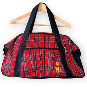 DISNEY POOH Vintage Tartan Plaid Tote Travel Bag